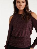 Annabelle Glitter Cold-Shoulder Top