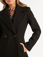 Nina Double-Breasted Faux Fur Collar Coat