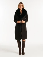Nina Double-Breasted Faux Fur Collar Coat