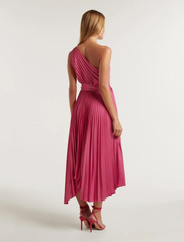 Bronte Satin Pleated Midi Dress