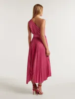 Bronte Satin Pleated Midi Dress