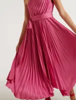 Bronte Satin Pleated Midi Dress in Pink - Size 0 to 12 - Women's Occasion Dresses