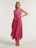 Bronte Satin Pleated Midi Dress in Pink - Size 0 to 12 - Women's Occasion Dresses