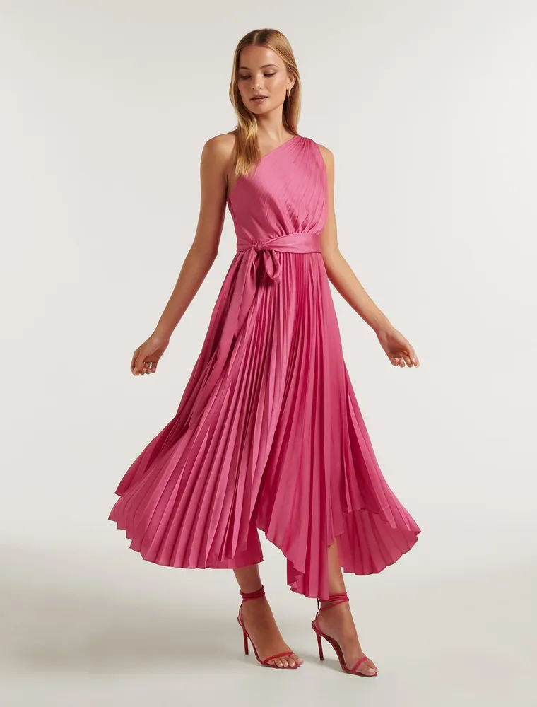 Bronte Satin Pleated Midi Dress