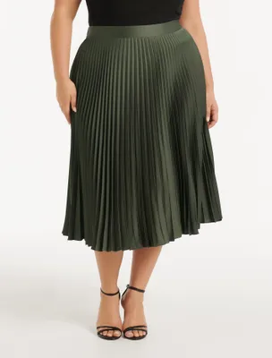 Ester Curve Satin Pleated Skirt