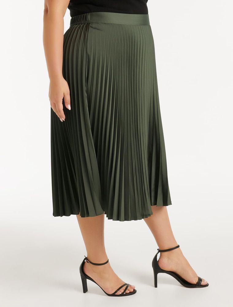 Ester Curve Satin Pleated Skirt