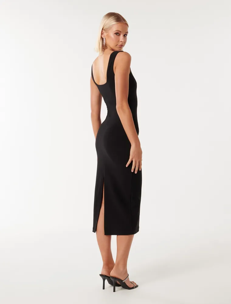 Rita Square-Neck Bodycon Midi Dress