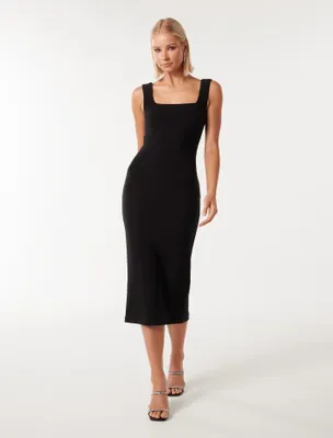 Rita Square-Neck Bodycon Midi Dress