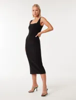 Rita Square-Neck Bodycon Midi Dress