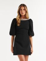 Maisie Embellished-Neck Mini Dress