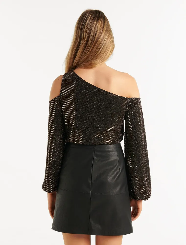 Maddy Metallic Tipped Shoulder Top