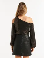Maddy Metallic Tipped Shoulder Top