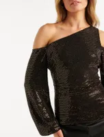 Maddy Metallic Tipped Shoulder Top