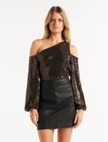 Maddy Metallic Tipped-Shoulder Top