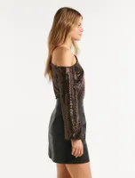Maddy Metallic Tipped Shoulder Top