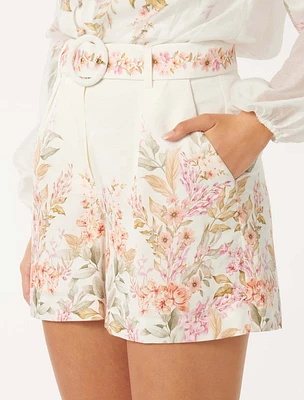 Kiara Belted Shorts Floral Print - 0 to 12 Women's