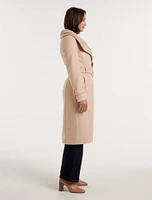 Talia Faux Fur Collar Wrap Coat