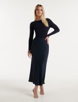 Alicia Long Sleeve Mixed-Knit Dress