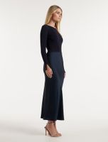 Alicia Long Sleeve Mixed-Knit Dress