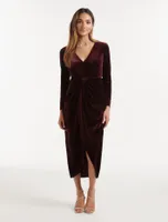 Sofia Petite Velvet Twist Midi Dress - Women's Fashion | Ever New