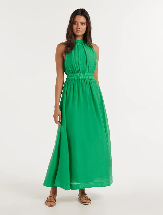 Magnolia Petite High Neck Linen Midi - Women's Fashion