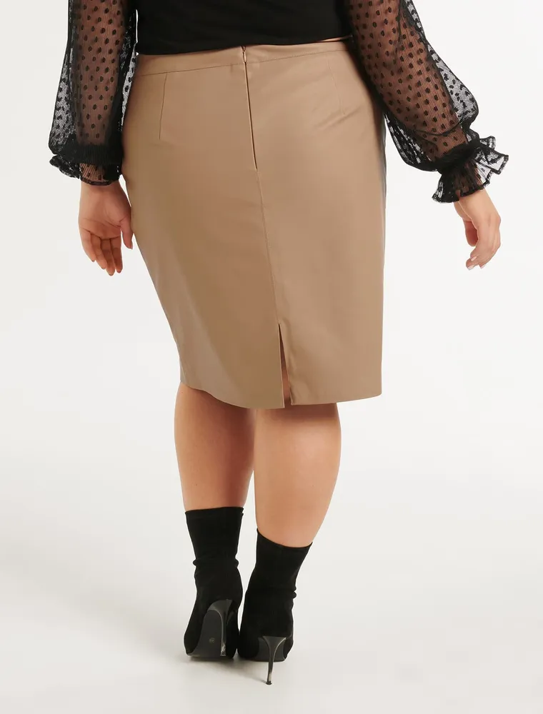 Carla Curve Vegan Leather Midi Skirt