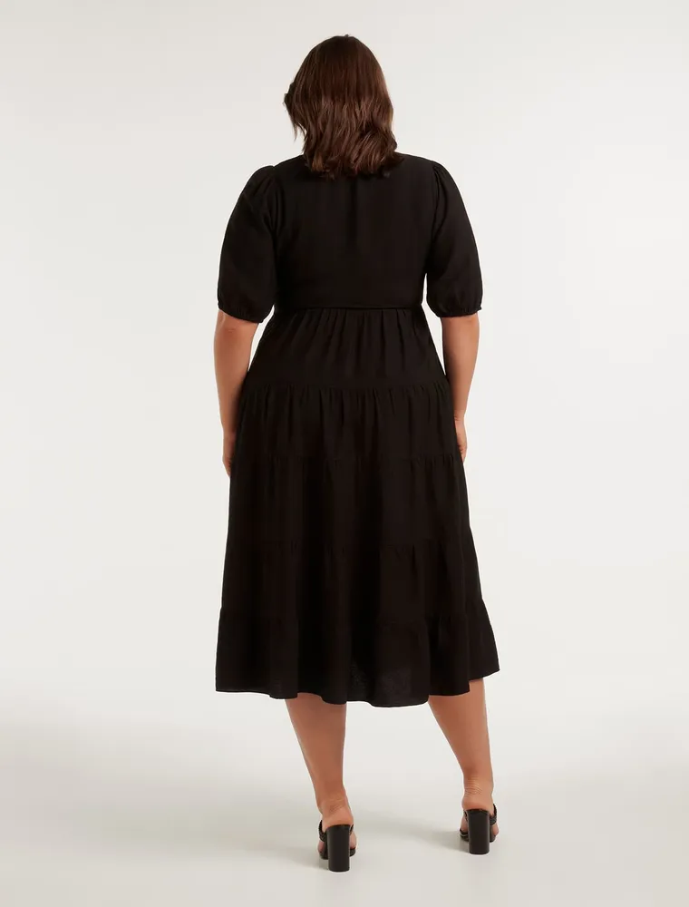 Maura Curve Tiered Midi Dress - Women's Fashion | Ever New