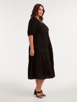 Maura Curve Tiered Midi Dress