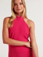 Eva High-Neck Split Bodycon Dress