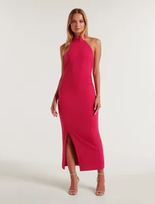 Eva High-Neck Split Bodycon Dress