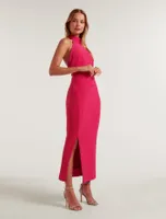 Eva High-Neck Split Bodycon Dress