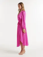 Marilyn Satin Wrap Midi Dress