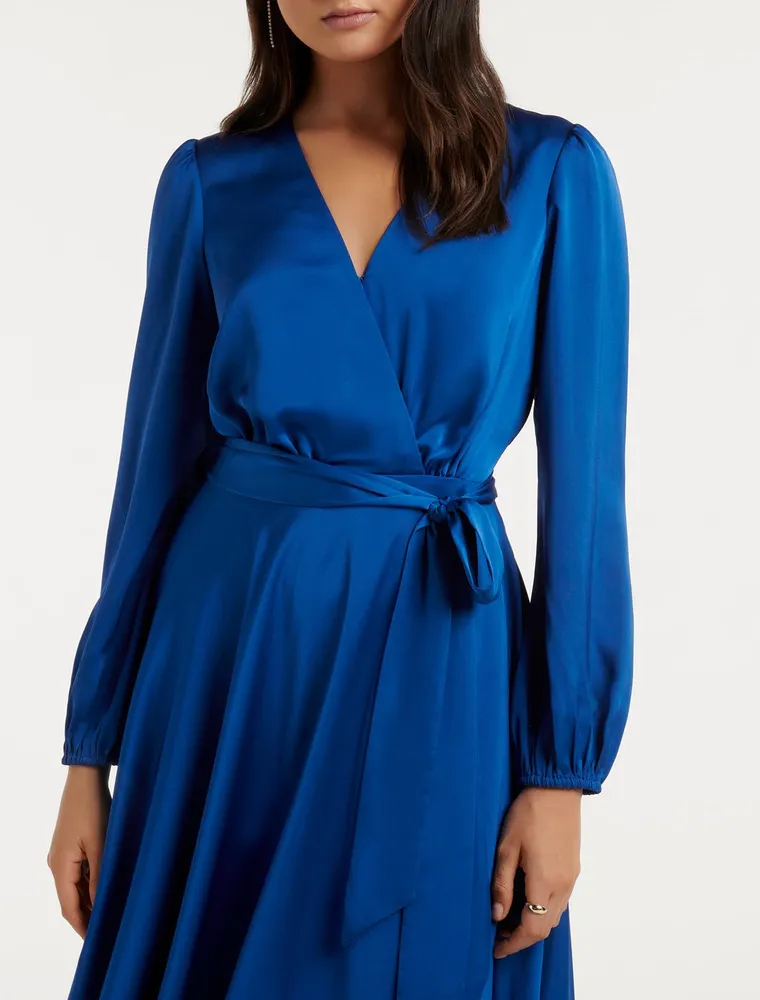 Marilyn Satin Wrap Midi Dress - Women's Fashion | Ever New