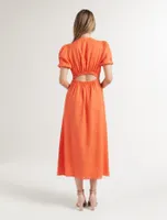 Arabella Puff-Sleeve Shirt Dress Orange - 4 to 16 Women's Day Dresses