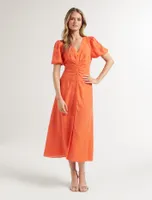 Arabella Puff-Sleeve Shirt Dress Orange - 4 to 16 Women's Day Dresses
