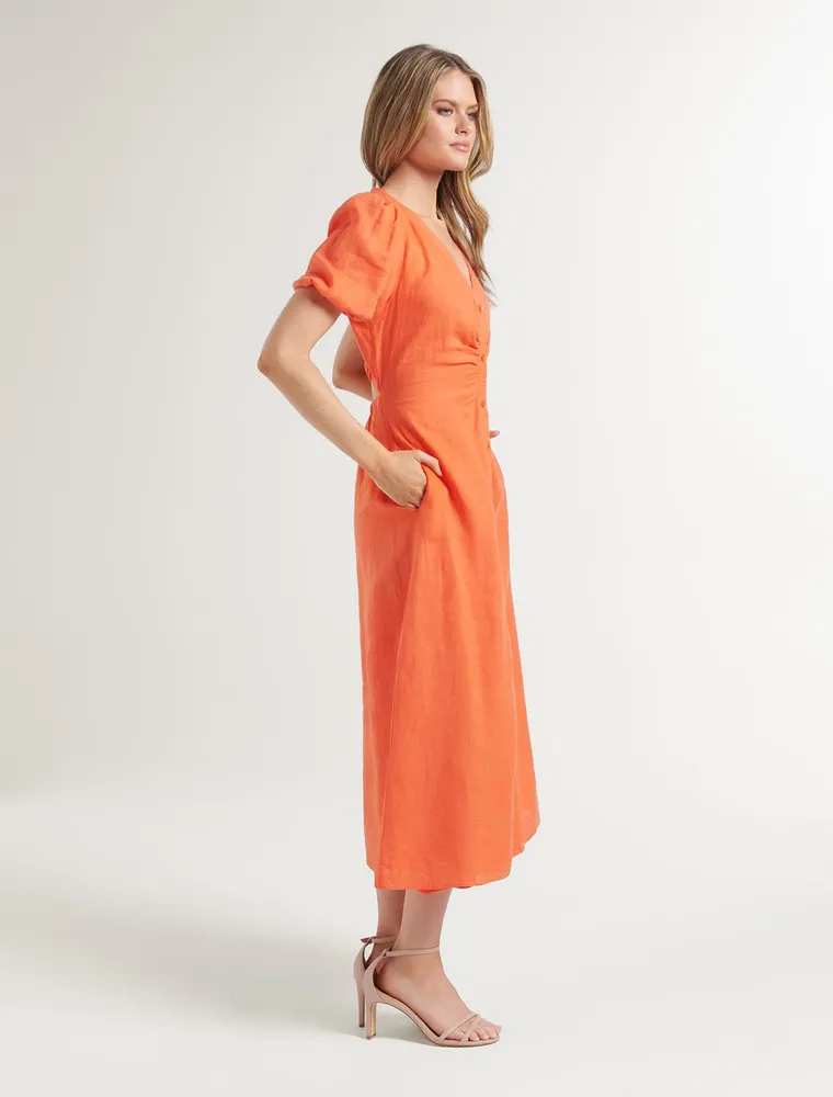 Arabella Puff-Sleeve Shirt Dress