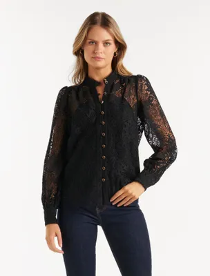 Ruth Button Down Lace Blouse - Women's Fashion | Ever New