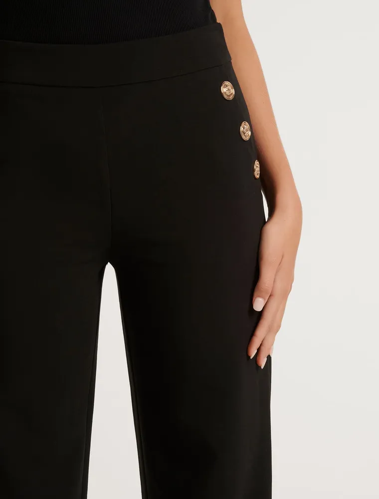 Megan Button Wide-Leg Pants