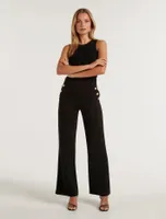 Megan Button Wide-Leg Pants