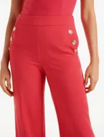 Megan Petite Button Wide-Leg Pants