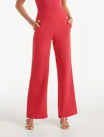 Megan Petite Button Wide-Leg Pants