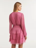 Nancy Plisse Tiered Mini Dress