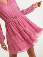 Nancy Plisse Tiered Mini Dress