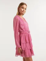 Nancy Plisse Tiered Mini Dress