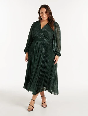 Sahara Curve Wrap Plisse Midi Dress