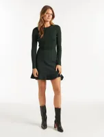 Cleo Long-Sleeve Mini Knit Dress