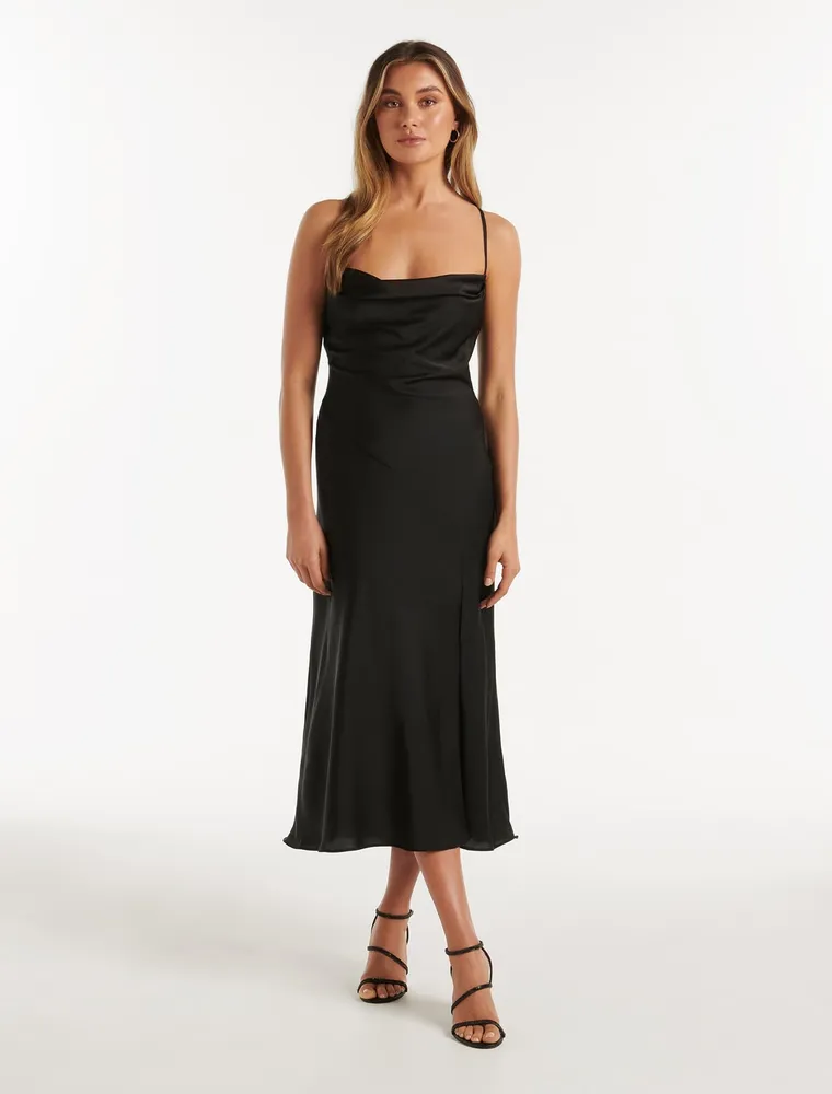 Opal Bias Cowl Satin Midi Dress - Women's Fashion | Ever New