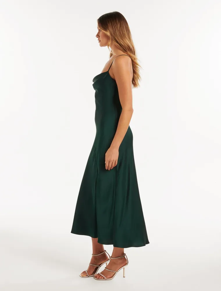 Opal Petite Cowl Satin Midi Dress