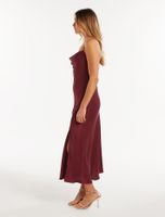 Opal Bias Cowl Satin Midi Dress