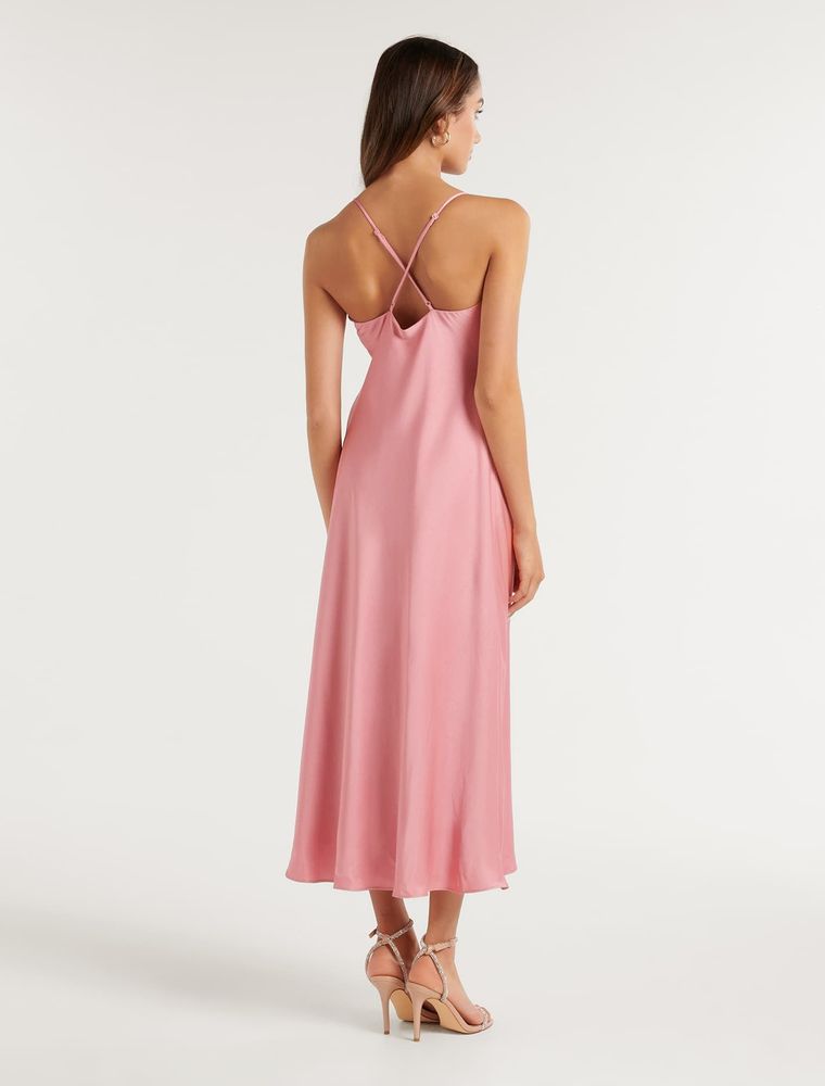 Opal Petite Cowl Satin Midi Dress